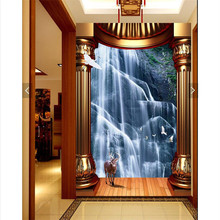 Beibehand-papel de parede decorativo personalizado 3d, arte cascata, plano de fundo, pilar dourado, cobertura moderna, sala de estar 2024 - compre barato