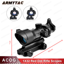 Hunting Scope ACOG 1X32 Tactical Red Dot Sight Real Red Green Fiber Optic Riflescope with Picatinny Rail for M16 Rifle 2024 - buy cheap