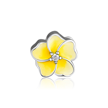 CKK-abalorios de plata esterlina 925 para mujer, accesorio de flor de esmalte amarillo para la fabricación de joyas, se adapta a pulsera DIY, bisutería femenina 2024 - compra barato