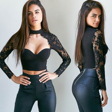 Meihuida 2019 Sexy Hot Women's Lace Tops  Solid T-Shirt See through Sexy Mesh Sheer Black White Crop Top Lace Tops 2024 - buy cheap