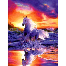 DIY 3D Diamond painting Full Square Diamond embroidery Seaside White Horse Cross stitch Diamond mosaic crystal KBL 2024 - buy cheap