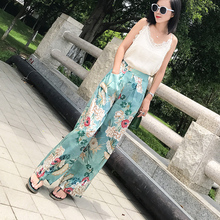 2018 summer new Boho Beach Women loose floral trousers chiffon wide leg pants women High Waist Long  printing Casual Pant 2024 - buy cheap