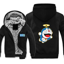 Япония Аниме Doraemon куртка для мужчин толстое пальто на молнии с капюшоном костюм Толстовка и штаны Одежда Пальто Зимняя толстовка с капюшоном 2024 - купить недорого
