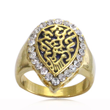 Anel de cristal para homens e mulheres, presente de joia da moda árabe com berloque de alheria muçulmano para cornas 2024 - compre barato