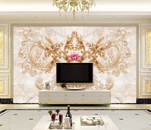 Bacázio-papel de parede 3d luxuoso com flor de ouro, mural para sala de estar, decoração doméstica 2024 - compre barato