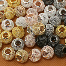 6pcs/lot new creative hollow metal round net beads big hole loose beads for jewelry making diy earrings bracelet accessories 2024 - buy cheap