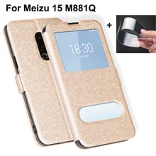 Open window cases For Meizu 15 Case M881Q Cover Luxury PU Leather Flip back Cover Meizu15 shell For Meizu 15 M881Q phone coque 2024 - buy cheap