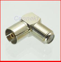 10pcs/lot F female jack to IEC PAL DVB-T TV 9.5mm female right angle RF adapter connector 2024 - buy cheap