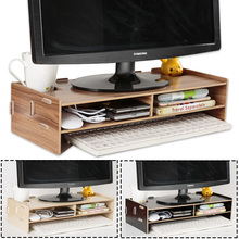 Wooden Monitor Laptop Stand Holder Riser Computer Desk Organizer Keyboard Mouse Storage Slots for Office Supplies School Teacher 2024 - buy cheap