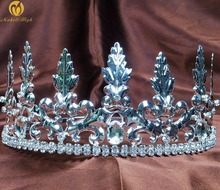 Diadema de Tiara de rey Noble para hombre, tocado de cristal con pedrería Medieval Imperial, para fiesta de desfile, disfraces 2024 - compra barato