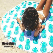 HOT 148cm Cover Up Bikini Cover-up Tassels Round Beach Towel Pineapple Vintage Floral Mandala Print Summer Beach Swim Tassel Mat 2024 - buy cheap