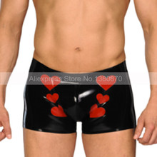 Black Man Latex Shorts with Front Hearts Sexy Rubber Underpant Tight Knickers Plus Size Custom Made S-LPW112 2024 - buy cheap