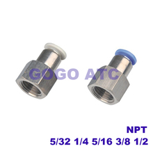 NPT female thread Pneumatic quick connector PCF1/4 5/32 3/8 5/16 1/2 US straight through Inch air tube quick insertion 2024 - buy cheap