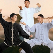 Fantasia masculina de manga longa para kung fu, conjunto de roupas para taiji de wushu taekwondo para homens de artes marciais tai chi 90 2024 - compre barato