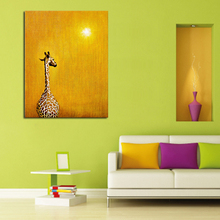 100% Handpainted Giraffe InThe Sunset Hang Pictures Modern Wall Art Abstract Animal Pictures Oil Painting On Canvas home Decor 2024 - buy cheap