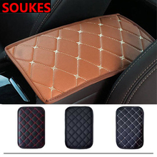 Leather Car Center Console Armrest Panel Pad For Audi A3 A4 B8 A6 Q5 C7 B5 Mercedes Benz W203 W204 W205 W124 W212 AMG 2024 - buy cheap