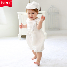 IYEAL Baby Boy Clothes Christening Gowns Baby Romper with Hat 2 Pieces Newborn Infant Clothing Set 3M 6M 9M 12M 18M 24M vestidos 2024 - buy cheap