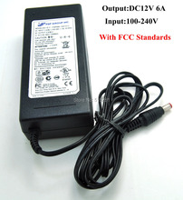 50 шт./упак. высококачественный адаптер источника питания переменного тока в постоянный ток 12 В 6A 72 Вт, входное напряжение 50-60 Гц со стандартом FCC,CE 2024 - купить недорого