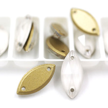 Alta calidad 7x15mm vidrio plano coser en diamantes de imitación forma de hoja blanco Mocha Cristal Diamantes de imitación diy accesorios de ropa 2024 - compra barato