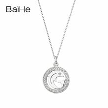 BAIHE однотонное 18K Белое Золото 0.2ct H/SI круглые натуральные бриллианты женские свадебные Изящные Ювелирные изделия Круглый Дельфин Бриллиантовая подвеска ожерелья 2024 - купить недорого