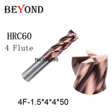 4F-1.5 HRC60,carbide Square Flatted End Mills coating:nano TWO flute diameter 1.5 mm, The Lather,boring Bar,cnc,machine 2024 - buy cheap