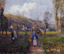 modern art for sale Peasant Woman and Child Harvesting the Fields Pontoise Camille Pissarro Handmade oil painting High quality 2024 - buy cheap