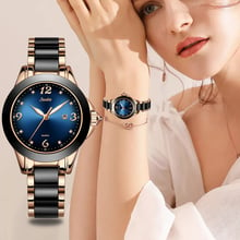 SUNKTA Fashion Women Watches Ladies Top Brand Luxury Ceramic Rhinestone Sport Quartz Watch Women Blue Waterproof Bracelet Watch 2024 - buy cheap