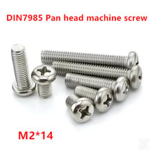 200pcs M2*14 Stainless steel DIN7985 Pan Head Phillips Screw Cross Reccessed Round Head Machine Screws 2024 - buy cheap