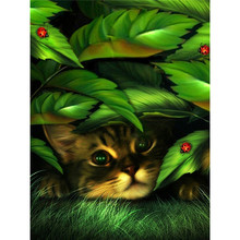 Cat in Leaf NEW DIY Diamond Painting Full Square Drill Home Decoration 3D Dimensional Embroidery Cross Stitch Resin Craft Animal 2024 - buy cheap