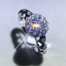 Anillo de piedra de cristal para mujer, sortija blanca de lujo, Color plateado, boda, compromiso, regalos de Año Nuevo 2024 - compra barato