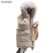 2018 New Winter Women Down Jacket Super Large Real Raccoon Fur Collar White duck Down jacket Coat Thick Warm Hooded Parkas 2024 - buy cheap