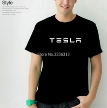Весенне-летняя футболка с короткими рукавами с электромобилем Tesla, хлопковая футболка с короткими рукавами для мужчин и женщин 2024 - купить недорого