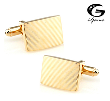 iGame Men Gift Fashion Cuff Links Golden Color Rectangle Design Brass Material Free Shipping 2023 - buy cheap