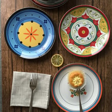 Prato de jantar estilo boêmio, 8 espaços exóticos, pintado à mão, marrocos, itália, prato de jantar, decoração redonda, presentes 2024 - compre barato