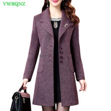 Women Woolen Coats Female Winter Jackets Elegant Wool Blends Trench Coat Ladies Plus Size Purple Windbreaker Outwear 5XL A722 2024 - buy cheap