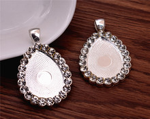 2pcs 18x25mm Inner Size Bright Silver Plated Drop Type Style Cabochon Base Setting Charms Pendant 2024 - buy cheap