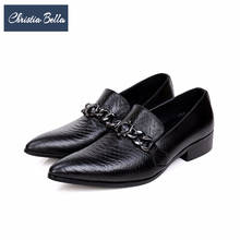 Christia Bella Italian Men Business Formal Shoes Black Genuine Leather Wedding Men Dress Shoes Big Size Pointed Toe Office Shoes 2024 - buy cheap