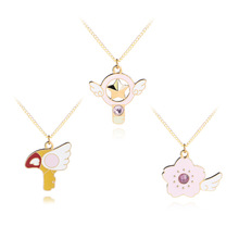 Magic Card Captor Sakura Necklace The Claw Star Wand Metal Rhinestone Cosplay KINOMOTO SAKURA Pendant Necklace Christmas Gifts 2024 - buy cheap