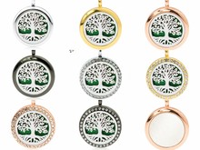 Tree of life 25mm Diffuser pendant 4 colors Stainless Steel and Alloy Perfume Aroma essential oil perfume Locket with 1pcs Pad 2024 - buy cheap