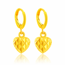 Pendientes de gota de corazón para mujer y niña, aretes elegantes de 9x25mm, color dorado puro, gran oferta, 24KGP 2024 - compra barato