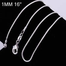 925 Stamped Silver Plated Snake Necklace 1mm 16/18/20/22/24 inch silver snake chain Collar de Prata Free Shipping 2024 - buy cheap