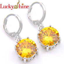 Promotion Jewelry Round Yellow Crystal Zirconia Wedding Dangle Earrings Russia USA Australia Earrings Free Shipping 2024 - buy cheap