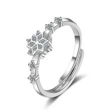 Floco de neve zircon 925 anel de prata esterlina para as mulheres flor jóias anillos mujer plata 925 para mujer bague femme 2024 - compre barato