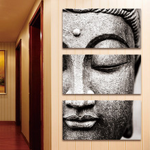 Canvas Painting Mural Art Gray 3 Panel Modern Large Oil Painting Style Buddha Statue Wall Painting Home Living Room Decoration 2024 - buy cheap