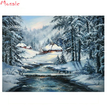 custom photo 5d DIY Diamond Painting"snow river tree"3d Cross Stitch Mosaic 5D Diamond Embroidery puzzle Pattern,Home Decor 2024 - buy cheap