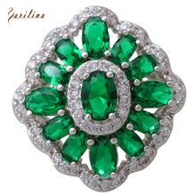 Green Crystal CZ Silver Color Overlay Fashion Jewelry Rings Size 5 6 7 8 9 R550 2024 - buy cheap