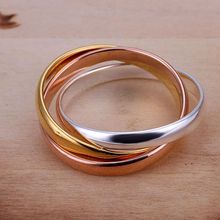 Бесплатная доставка, ювелирное изделие, посеребренное кольцо, модное кольцо трех цветов, подарок для женщин и мужчин, серебряные ювелирные изделия, кольца на палец SMTR058 2024 - купить недорого