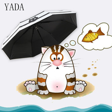 YADA Cats Fish Pattern Charms Folding Umbrella Rain Women uv High Quality Umbrella For Womens Korea Style Stripe Umbrellas YS427 2024 - buy cheap