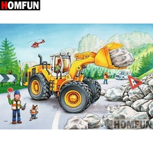 HOMFUN 5D DIY Diamond Painting Full Square/Round Drill "Cartoon excavator" Embroidery Cross Stitch gift Home Decor Gift A09378 2024 - buy cheap