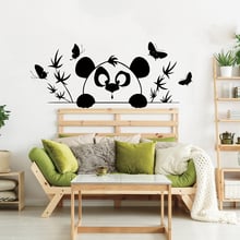 Cartoon Panda Bamboo Tree Wall Decals Kids Room Bedroom Bear Panda Animal Forest Butterflies Wall Sticker Vinyl Baby Nursery Art 2024 - buy cheap